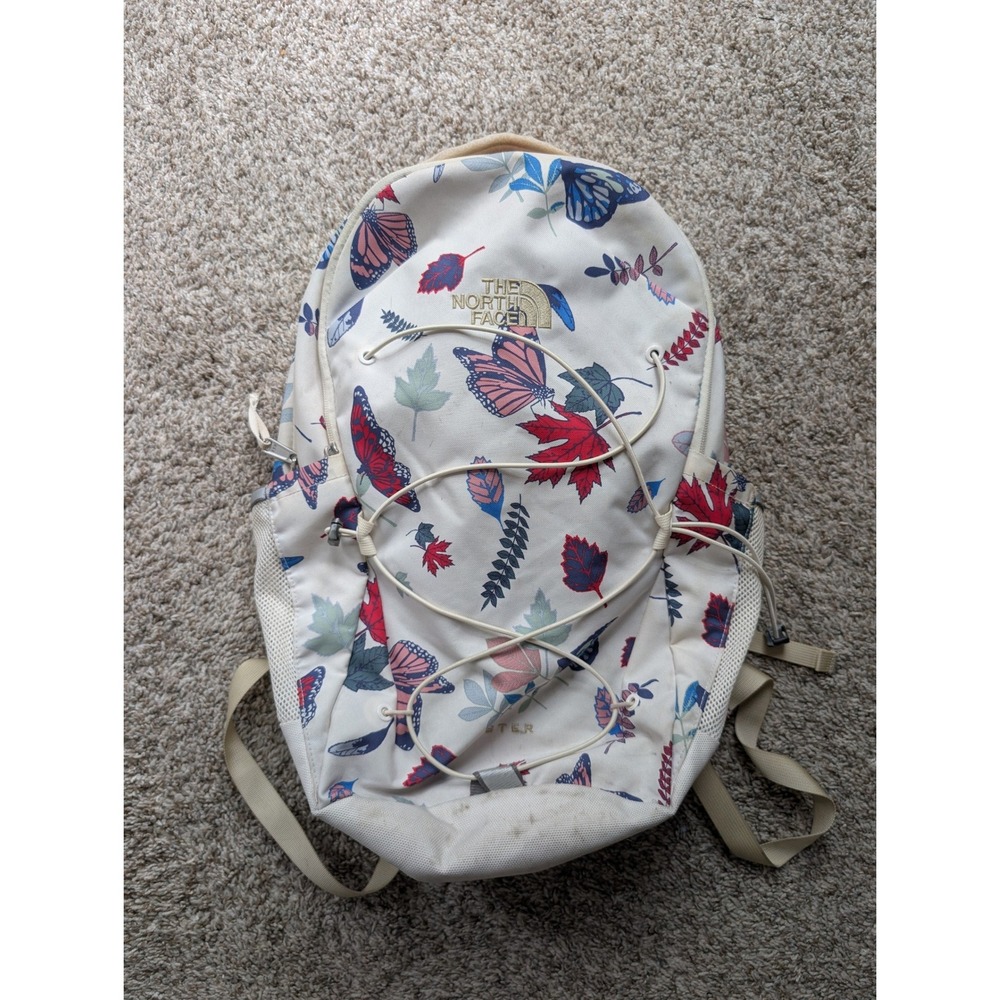 The North Face Jester Backpack Womens OS White Butterfly Floral Leaf Print Bag
